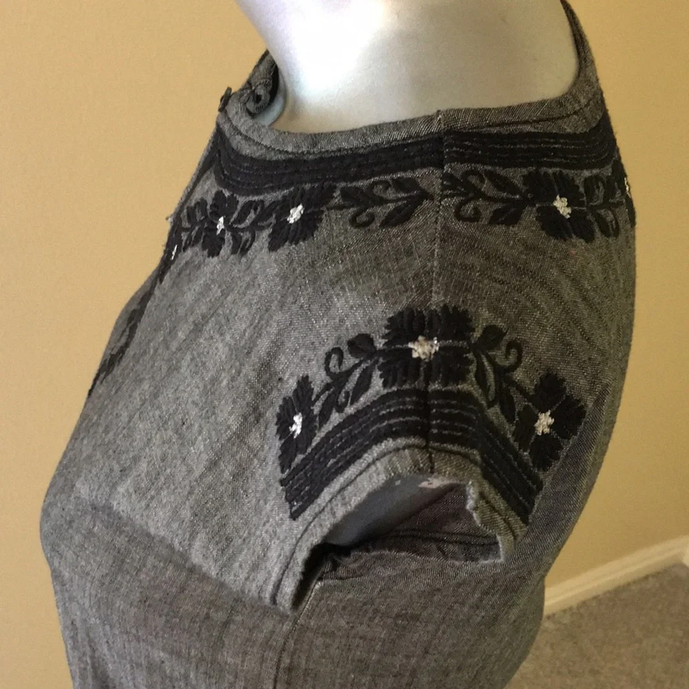 Tea Corzo Chambray Dress Cotton black yarn…